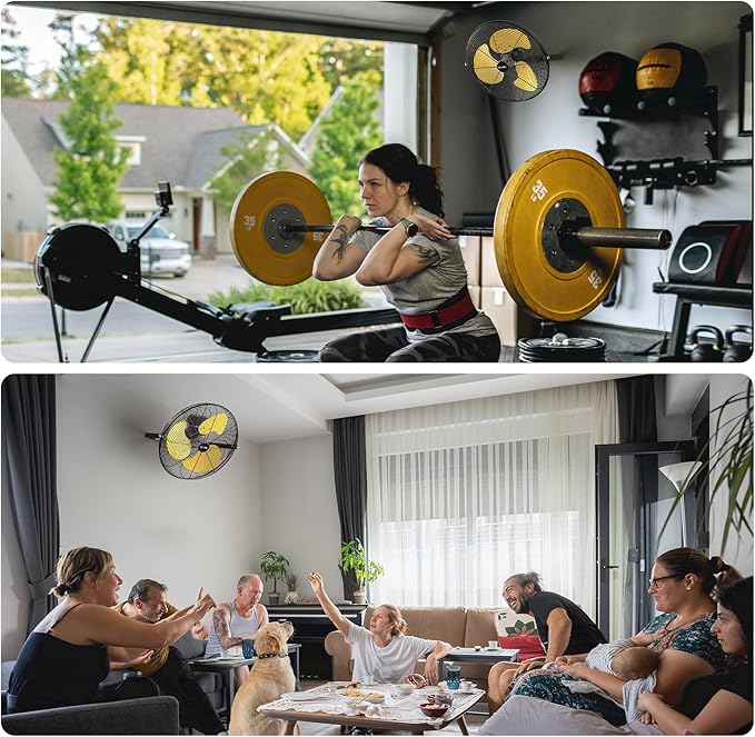 2800 CFM 12" Industrial Wall Mount Fan, High Velocity 3-Speed Professional Metal Wall Mounted Fan with Sealed Motor, Heavy Duty Fan Indoor for Covered Patio, Greenhouse, Gazebo, and Garage, UL Listed