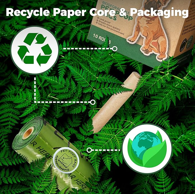 Biodegradable Dog Poop Bags 150 Count 10 Rolls with Dispenser, Thicken and Leak Proof Poop Bag Holders for Leashes(Scented)