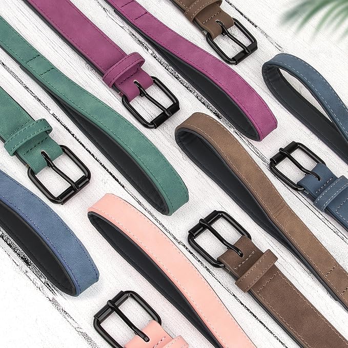 Didog Soft Padded Leather Dog Collar and Leash Set, Adjustable Pink and Breathable Pet Collars with 4FT PU Leather Dog Leash for Small Medium Large Dogs, Pink, L