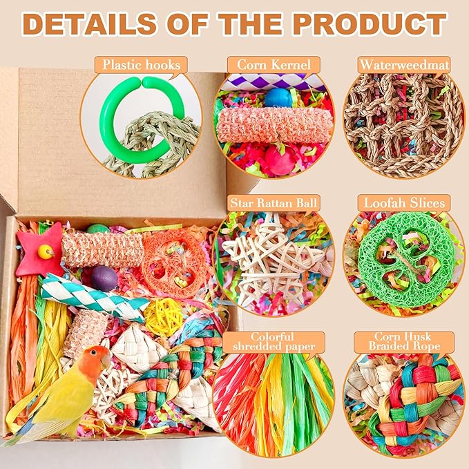 Bird Toys For Cockatiels, Tyotrbs Bird Toys For Conures Parakeet Toy BirdsToy For Parrots Birds Foraging Toy ParrotToys BirdCage Accessories Lovebird Cage Accessories for Small Birds