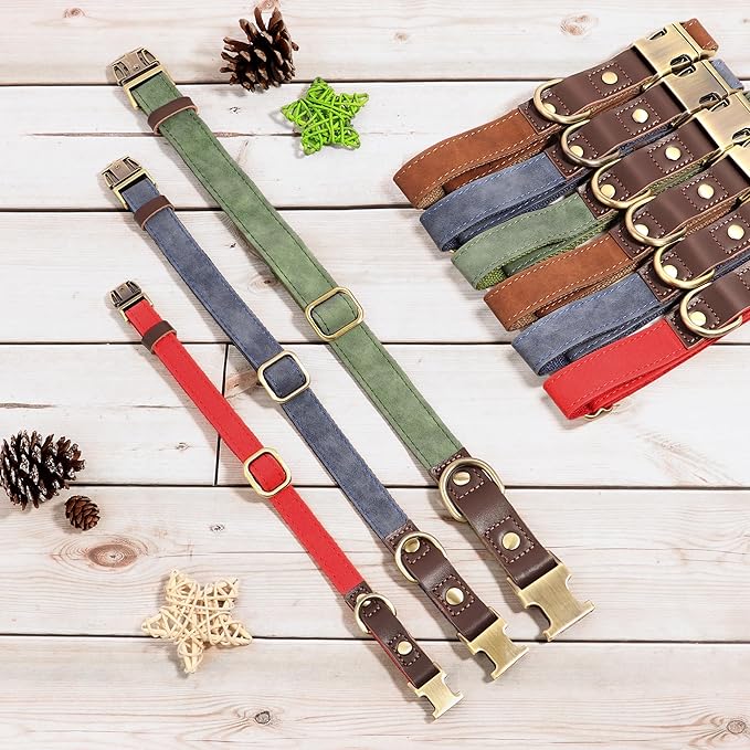 Didog Soft PU Leather Dog Collars for Medium Dogs,Classic Adjustable Dog Collars with Quick Release Metal Buckle,Easy Clean and Comfortable with Nylon Lining,Pink,M Neck 13-19"