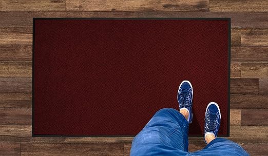 WaterHog Diamond | Commercial-Grade Entrance Mat with Rubber Border – Indoor/Outdoor, Quick Drying, Stain Resistant Door Mat (Red/Black, 6' x 8')