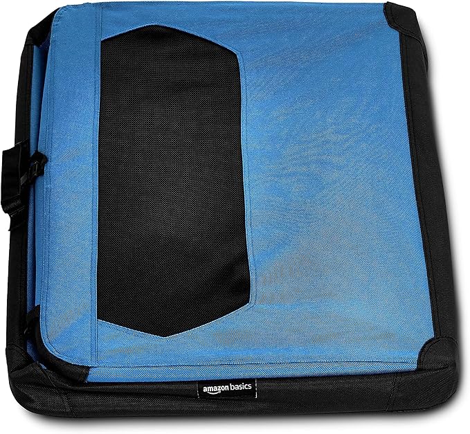 Amazon Basics Folding Portable Soft Pet Dog Crate Carrier Kennel, 36 x 24 x 24 inches, Blue