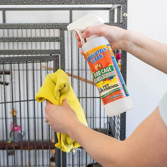 Absolutely Clean Amazing Bird Cage Cleaner and Deodorizer - Just Spray/Wipe - Safely & Easily Removes Bird Messes Quickly and Easily - Made in The US - Fragrance Free - 16oz (Pack of 2)