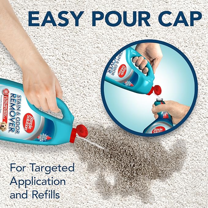 Simple Solution Stain & Odor Eliminator for Pets, Carpet Deodorizer, Enzyme Pet Odor Eliminator for Home, Stain Remover for Cat & Dog Pee, Urine Destroyer, Carpet Cleaner Spray, Gallon