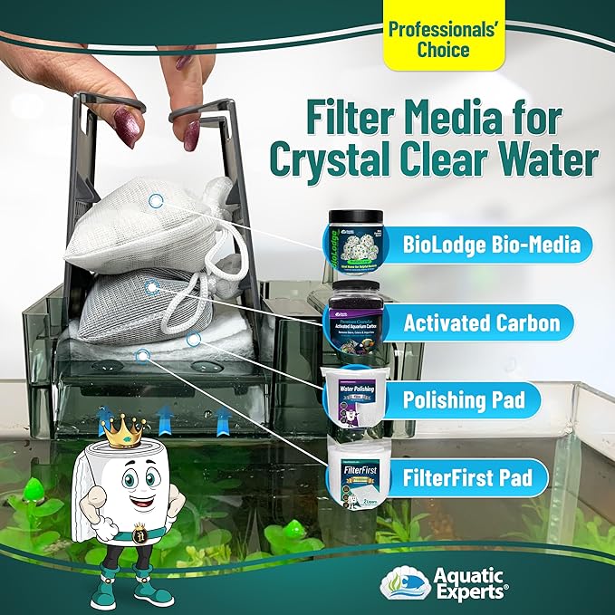 Aquatic Experts FilterFirst Aquarium Filter Pad - Aquarium Filter Floss for Crystal Clear Water, 3/4" - 1" Thick (24 Inch Wide, 12 Feet Long)