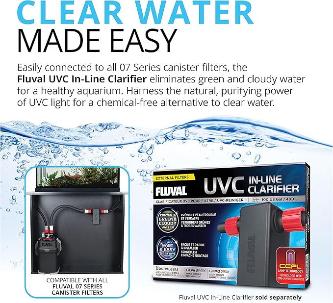 Fluval 207 Perfomance Canister Filter - for Aquariums Up to 45 Gallons - Aquarium Canister Filter