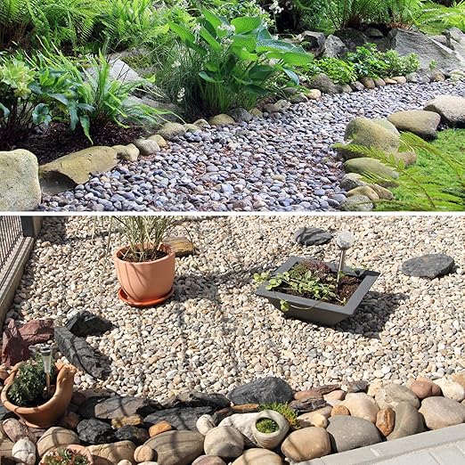 40lbs Large River Rocks for Landscaping, 2-3 Inch Big Black Pebbles, Hand-Picked Premium Stones for Garden Design, Fish Tank, Flower Pots, Pathways and Backyard