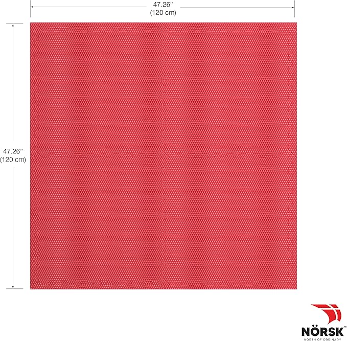 Norsk Reversible Gym Exercise Mats 3/4" Thick EVA Interlocking Foam Tiles, Perfect Home Gym Flooring, 16 24"x24" Tiles & 32 Trim Pieces, 64 Sq. Ft. Reversible, Red/Black