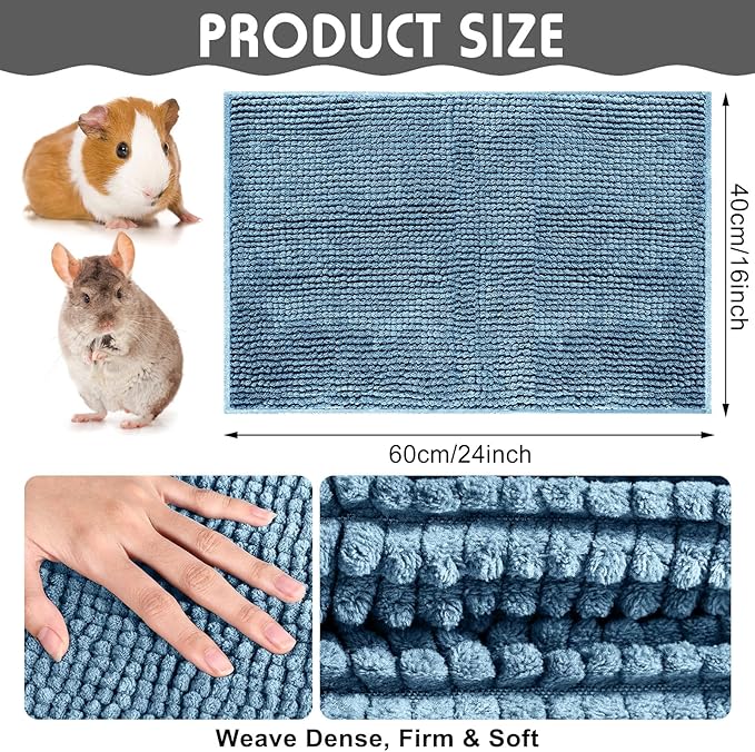 Amylove 4 Pcs Guinea Pig Cage Liner Guinea Pig Bedding Washable Fleece Pee Pads Reusable Small Animals Training Mat Small Animal Sleeping Bed for Bunny Hamster(Mixed Colors,16 x 24 Inch)