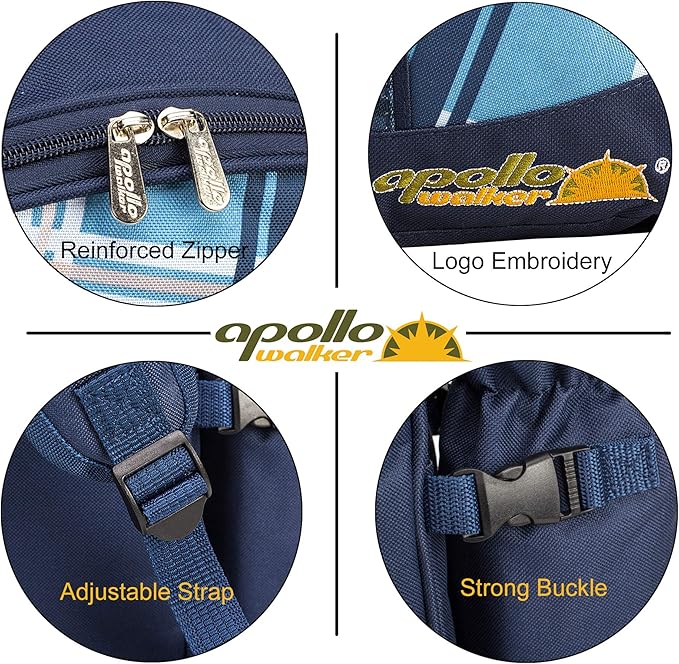 Apollo Walker Picnic Backpack Bag for 2 Person with Cooler Compartment, Detachable Bottle/Wine Holder, Fleece Blanket, Plates and Cutlery (Blue)