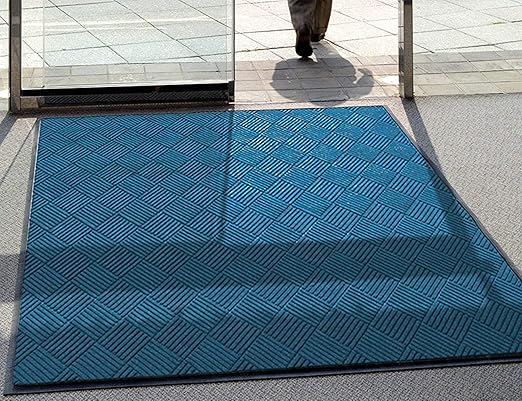 WaterHog Diamond | Commercial-Grade Entrance Mat with Rubber Border – Indoor/Outdoor, Quick Drying, Stain Resistant Door Mat (Medium Blue, 3' x 5')