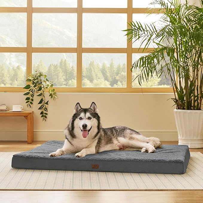 Bedsure XXL Dog Bed for Large Dogs - Orthopedic Flat Giant Pet Beds with Removable Washable Cover, Jumbo Egg Crate Foam Mat, Suitable for Pet Up to 150 lbs
