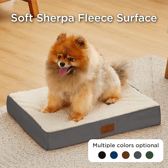 Bedsure Dog Bed for Small Dogs - Orthopedic Flat Puppy Beds with Removable Washable Cover, Egg Crate Foam Pet Mat, Suitable for Pet Up to 20 lbs