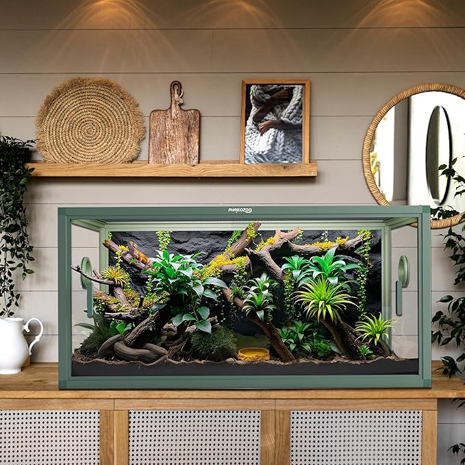 50 Gallon Bearded Dragon Tank, Reptile Enclosure for Easy Maintenance, Front Opening Reptile Tank with Top Screen Ventilation & Glass Sliding Door 36''x18''x18''