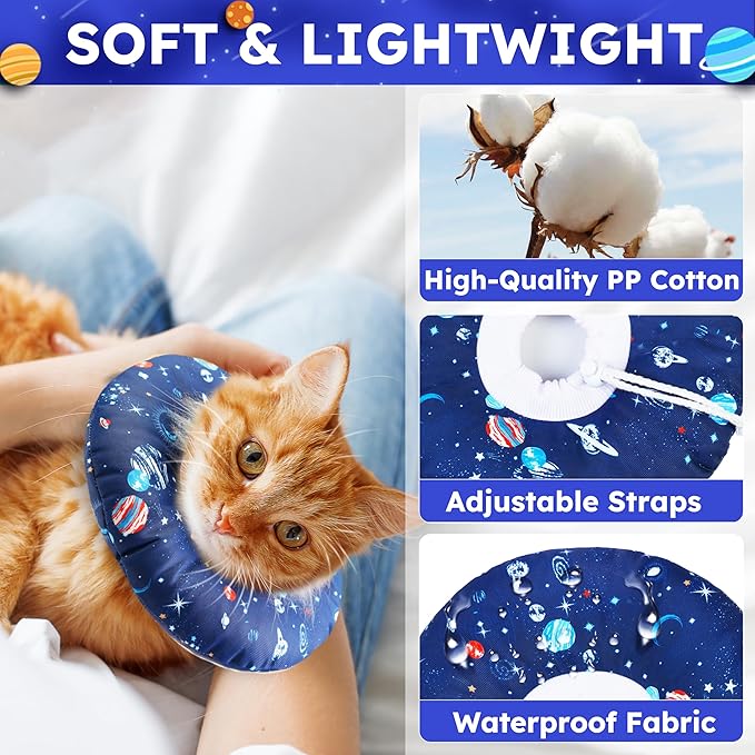 Cat Cone Collar Soft, Waterproof Cat Recovery Collar for Wound Healing Cute Donut Adjustable Kittens Cones to Stop Licking Comfortable Neck Elizabethan Collars for Cats Kittens After Surgery