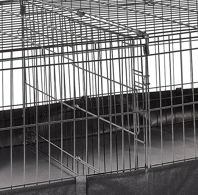 Amazon Basics Leakproof Canvas Bottom Guinea Pig Pet Cage with Divider Set, Black, 47.6"L x 24.2"W x 14.0"H