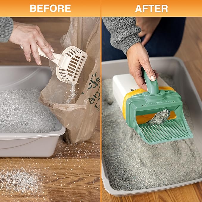 Neater Pet Brands Neater Scooper XL Cat Litter Scoop, 60 Refill Bags – Extra-Large Capacity Mess-Free Cat Litter Scooper with Bag for Large & Multiple Cats, Spill-Proof Litter Box Scooper with Holder