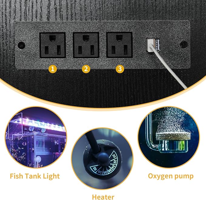 DWVO Reptile Tank Stand Aquarium Stand with Power Outlet & LED Light, 75/90/120 Gallon Terrarium Stand Cabinet - Heavy Duty Fish Tank Stand for Turtle Tank, Reptile Terrarium, 2000LBS Capacity, Black