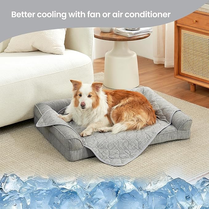 Cozy Bliss Leakproof Cooling Blanket for Small Dogs, Q-Max>0.4, Durable & Washable Dog Cooling Mat for Hot Weather, Soft Pet Throw & Couch Protector for Puppies & Cats, 25x35 Inch, Heather Silver Grey