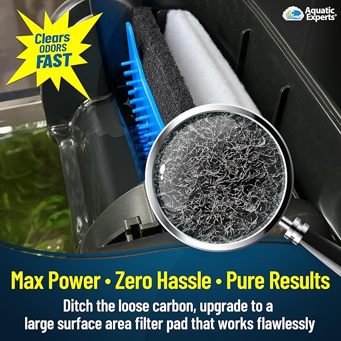 Aquarium Carbon Pad - Cut to Fit Carbon Infused Filter Pad Media for Crystal Clear Fish Tank and Ponds (18 Inch Width, 72 Inch Long)