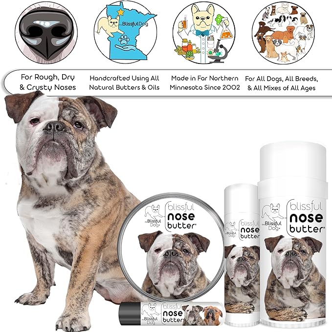 The Blissful Dog Olde English Bulldogge Unscented Nose Butter - Dog Nose Butter, 0.15 Ounce