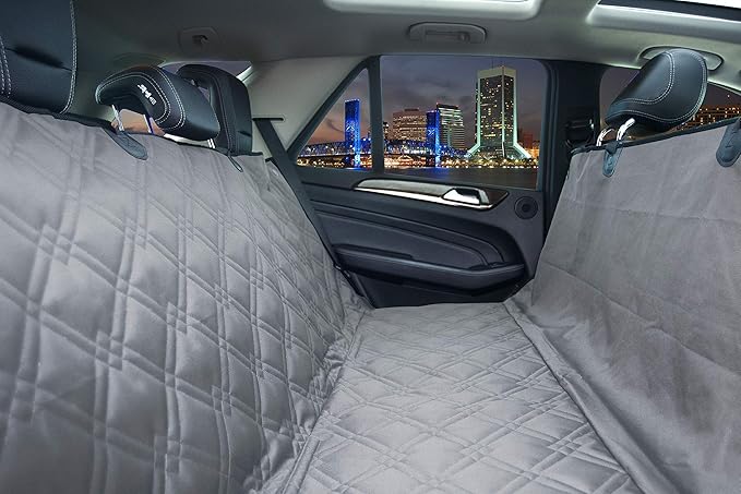 Bulldogology Dog Car Seat Cover Waterproof Heavy Duty Bench Dog Hammock Backseat Protector from Hair, Muddy Paws, Scratches - Pet Car Seat Cover for Cars Trucks SUVs (X-Large, Grey)
