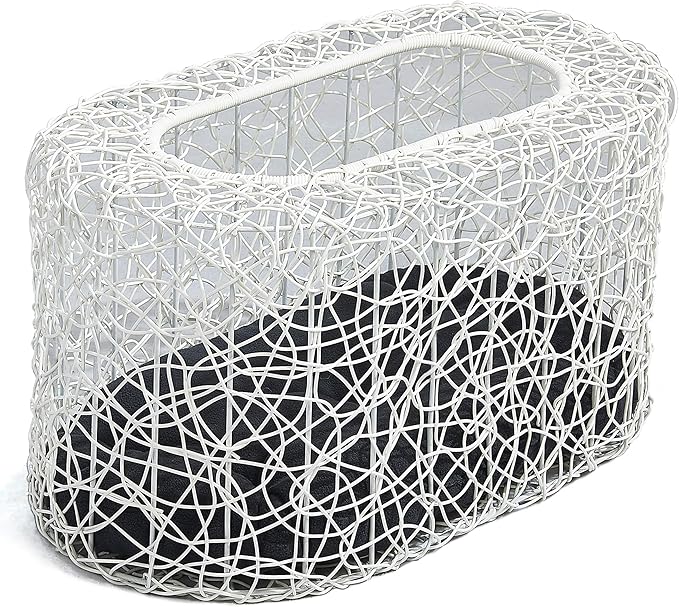 D+GARDEN Fun Stackable White Cat Condo for Indoor Cats - Interactive Play Rattan Modern Cat House for Indoor Cats Kitty, Pet Friendly Top/Side House Entry, Cat Bed Enclosed