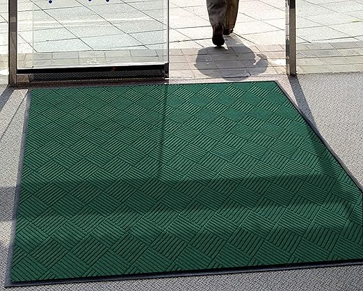 WaterHog Diamond | Commercial-Grade Entrance Mat with Rubber Border – Indoor/Outdoor, Quick Drying, Stain Resistant Door Mat (Evergreen, 4' x 12')