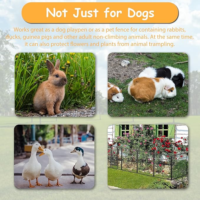 Dog Playpen, Outdoor Dog Fence, 16 Panels, 40" H Dog Pen for Medium/Small Dogs, Heavy Duty Metal Pet Fence with Gate, Portable Dog Fence for RV Camping and Yard (Black)