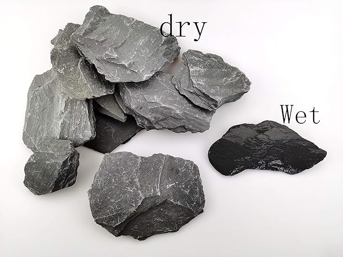 Voulosimi Natural Slate Rocks PH Neutral Stone Perfect Rocks for Aquariums, Landscaping Model,Tank Decoration,Amphibian Enclosures (10 LB, 3-5 inch)
