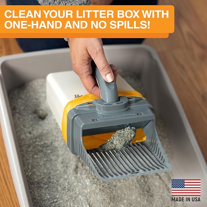 Neater Pet Brands Neater Scooper XL Cat Litter Scoop, 60 Refill Bags – Extra-Large Capacity Mess-Free Cat Litter Scooper with Bag for Large & Multiple Cats, Spill-Proof Litter Box Scooper with Holder