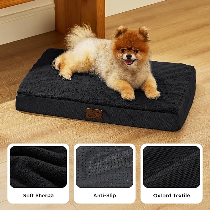 Bedsure Dog Bed for Small Dogs - Orthopedic Flat Puppy Beds with Removable Washable Cover, Egg Crate Foam Pet Mat, Suitable for Pet Up to 20 lbs