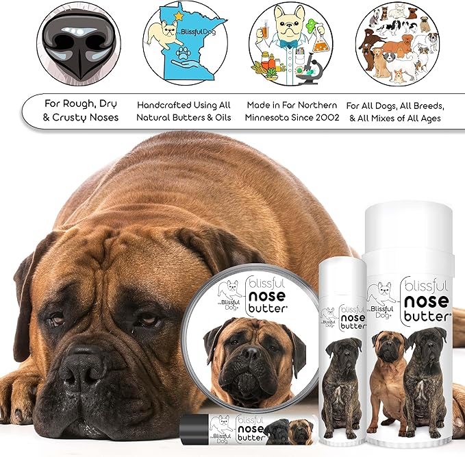 The Blissful Dog Bullmastiff Unscented Nose Butter - Dog Nose Butter, 2 Ounce