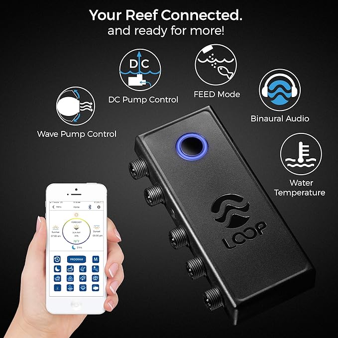 CURRENT USA 48-60" Inch Orbit Marine IC Loop LED Saltwater Reef Marine Aquarium Light with Bluetooth App Control | Wireless Lighting & eFlux Wave Pump Control for Fish Tank (4207)