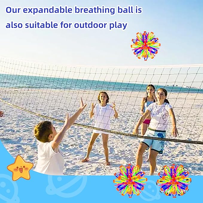 2Pcs Colorful Sphere Expandable Breathing Balls Fidget Toy-Stress Reliever ,Collapsible Expanding Magic Ball Toys from 6" to 12"for Kids & Adults Mindfulness Meditation Practices,Yoga -ADHD