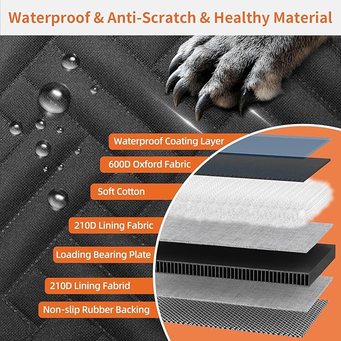 Back Seat Extender for Dogs,Dog Car Seat Cover for Back Seat,Hard Bottom Dog Bed for Car with Mesh Window,100% Waterproof and 600D Oxford Scratch-Resistant Backseat Car Seat for Cars Trucks and Suv