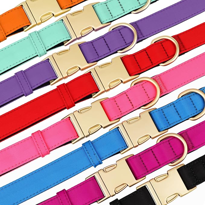 Didog Soft Padded Dog Collars for Medium Dogs, Colorful and Durable Dog Collar with Quick Release Buckle, Light and Breathable for Daily Walking, Purple, M