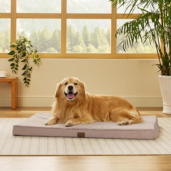Bedsure Dog Beds Large Sized Dog - Extra-Large Orthopedic Waterproof Puppy Bed with Removable Washable Cover, Egg Crate Foam Pet Mat, Suitable for Pet Up to 100 lbs